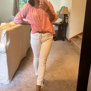 Ann Taylor LOFT white skinny jeans with ankle zippers